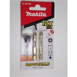 PH2 X 50MM MAGNETIC GOLD TORSION SCREWDRIVER BIT 2PK