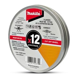 MAKITA 125MM X 1.2MM X 22.23MM - STANDARD INOX CUTTING DISC WA60T - 12PC TIN