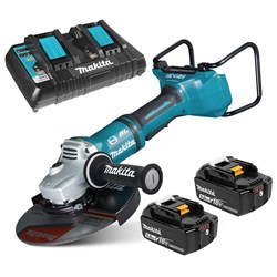 MAKITA 230mm (9") BRUSHLESS 18V x 2 ANGLE GRINDER KIT KIT 2 X 5.0AH DUAL PORT RAPID