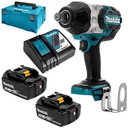 MAKITA 18V BRUSHLESS IMPACT WRENCH KIT 2 X 5.0AH BATTERIES BATTERIES RAPID CHARGER CARRY
