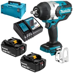 MAKITA 18V BRUSHLESS IMPACT WRENCH KIT 2 X 5.0AH BATTERIES BATTERIES RAPID CHARGER CARRY