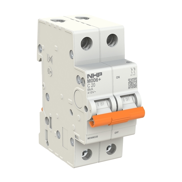 NHP MOD6+ Miniature Circuit Breaker MCB 6kA 2 Pole 32A C Curve