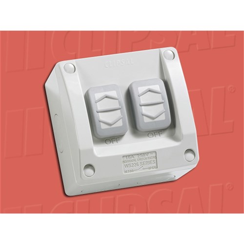 2 GANG W/PROOF SWITCH RESIST GREY