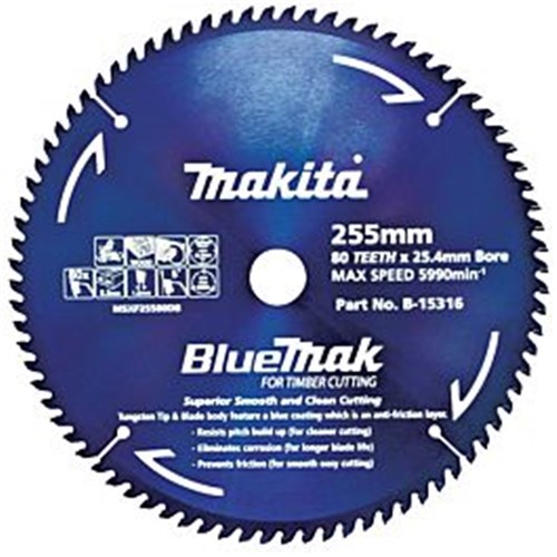 TCT SAW BLADE 255MM X 25.4 X 80T - BLUEMAK MB-15316