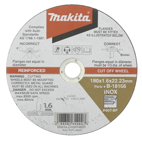 180X1.6X22.23MM ELITE THIN STAINLESS STEEL CUTTING DISC