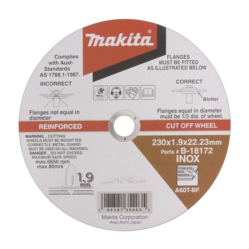 230X1.9X22.23MM ELITE THIN STAINLESS STEEL CUTTING DISC