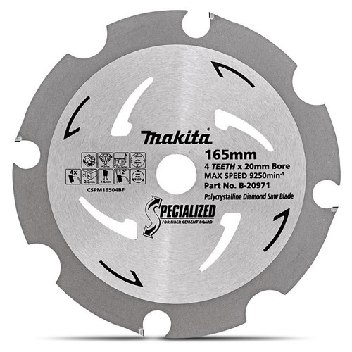 POLYCRYSTALLINE DIAMOND BLADE 165 X 20 X 4T FIBRE CEMENT CUT