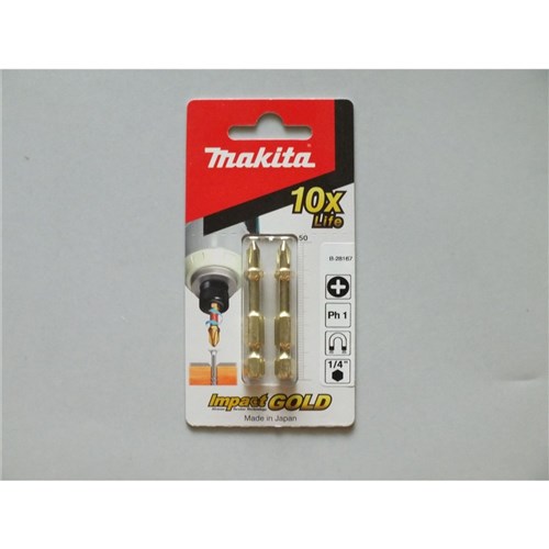 MAKITA PH1 X 50MM IMPACT GOLD TORSION SCREWDRIVER BIT - 2PK