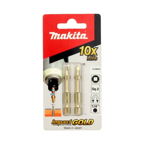 SQ2 X 50MM MAGNETIC GOLD TORSION SCREWDRIVER BIT 2PK