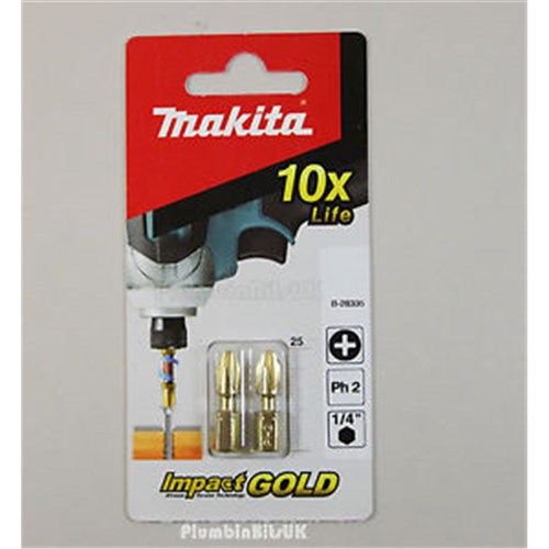 PH2 X 25MM GOLD TORSION SCREWDRIVER BIT 2PK