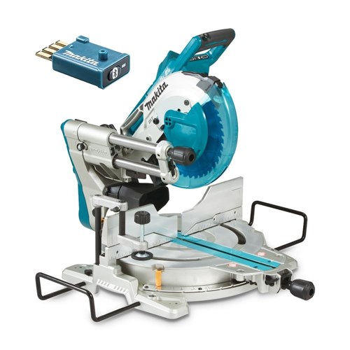 MAKITA 2 X 18V LXT 260MM SLIDE COMPOUND SAW WITH AWS SAW SKIN
