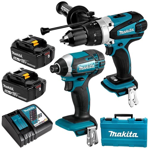 MAKITA 2 PIECE COMBO KIT DHP458ZDTD152Z2 X BL1830 DC18RC CARRY CASE