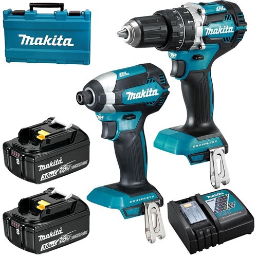 MAKITA 18V 2 PIECE BRUSHLESS COMBO KIT DHP484Z + DTD153Z BL1830B DC18RC CARRY CASE